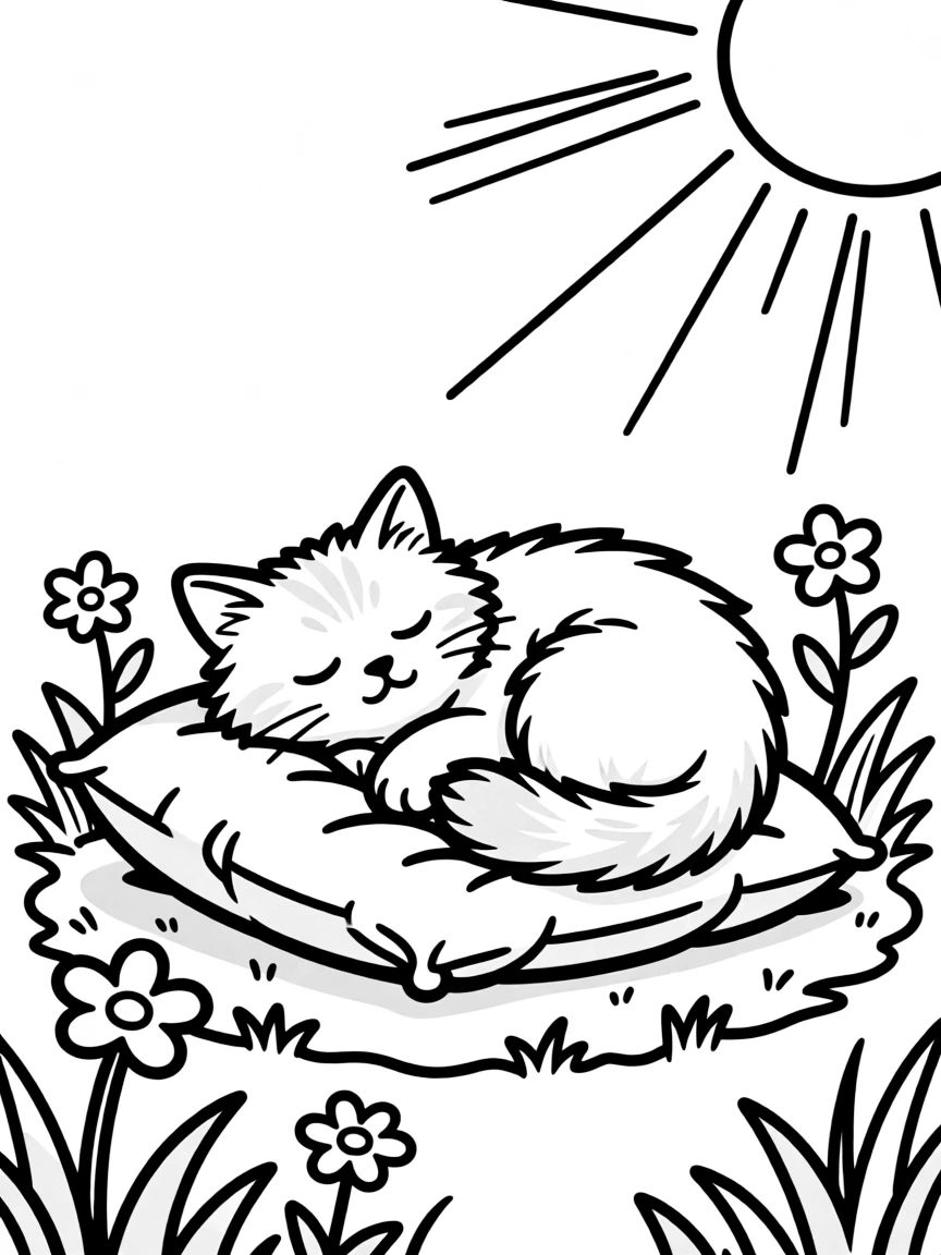 A cat napping in a sunny patch
