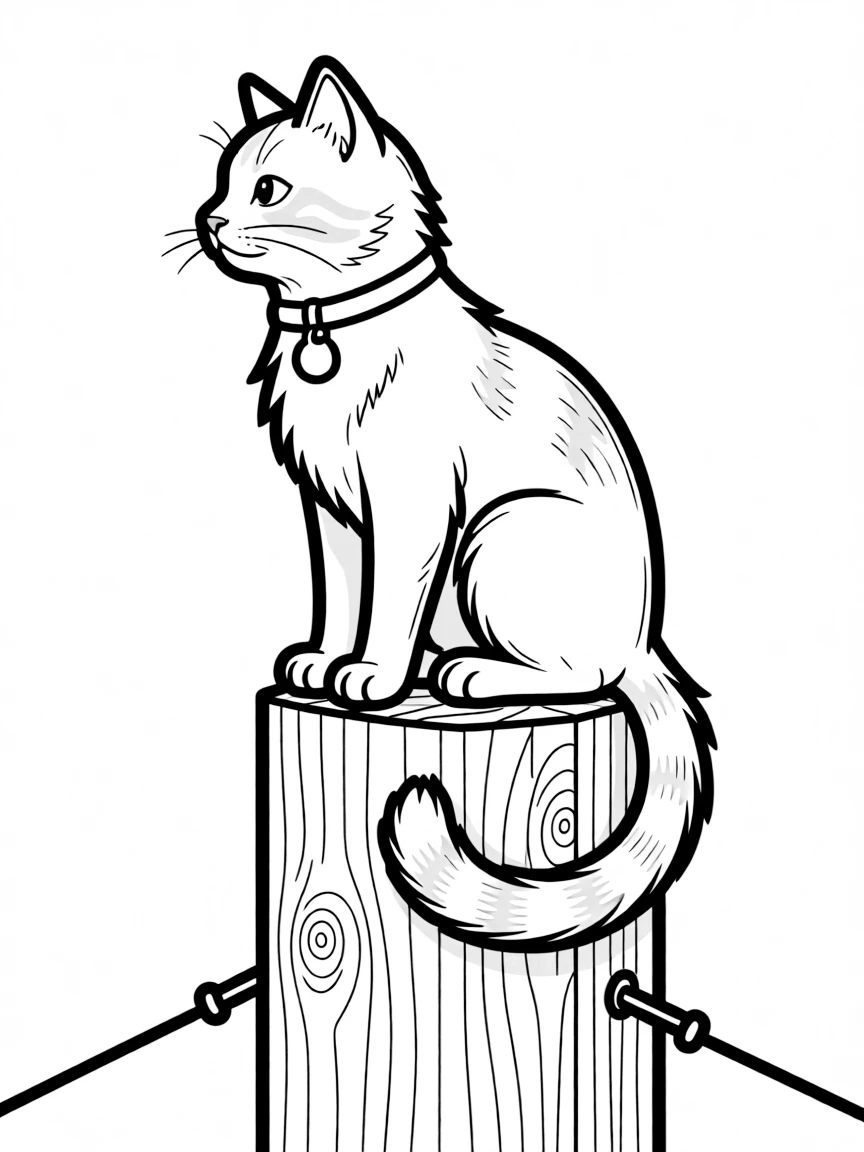 A cat sitting atop a tall post, surveying its kingdom