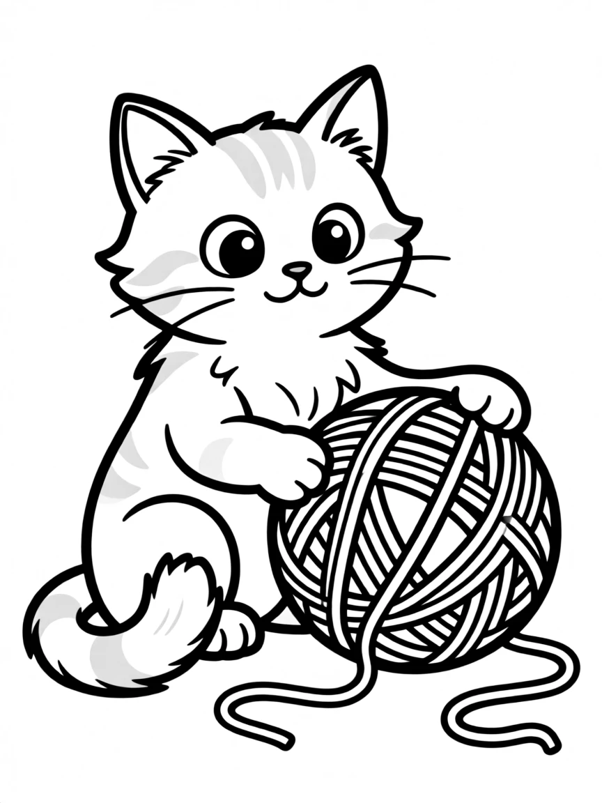 A cat playing with a ball of string