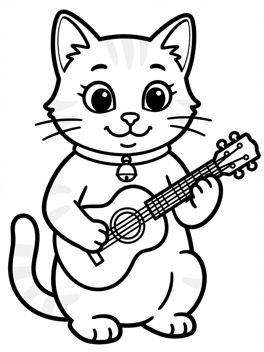 A cat playing a tiny guitar