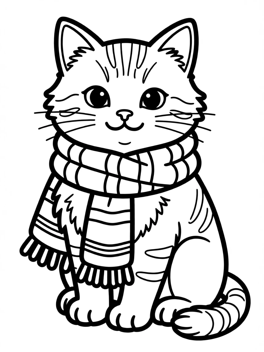 A cat wrapped in a cozy scarf