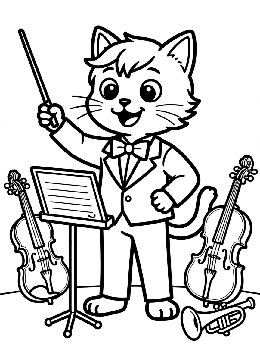 A cat conducting an orchestra
