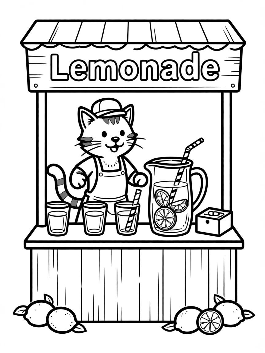 A cat running a lemonade stand