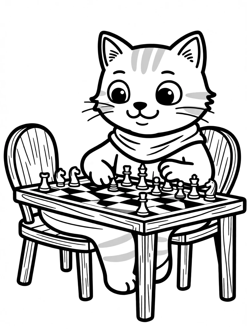 A cat playing chess