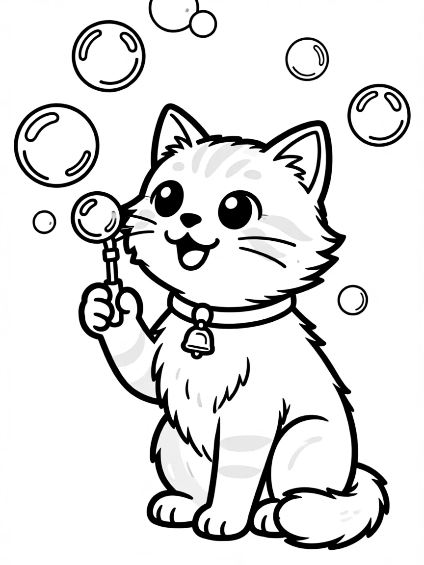 A cat blowing bubbles