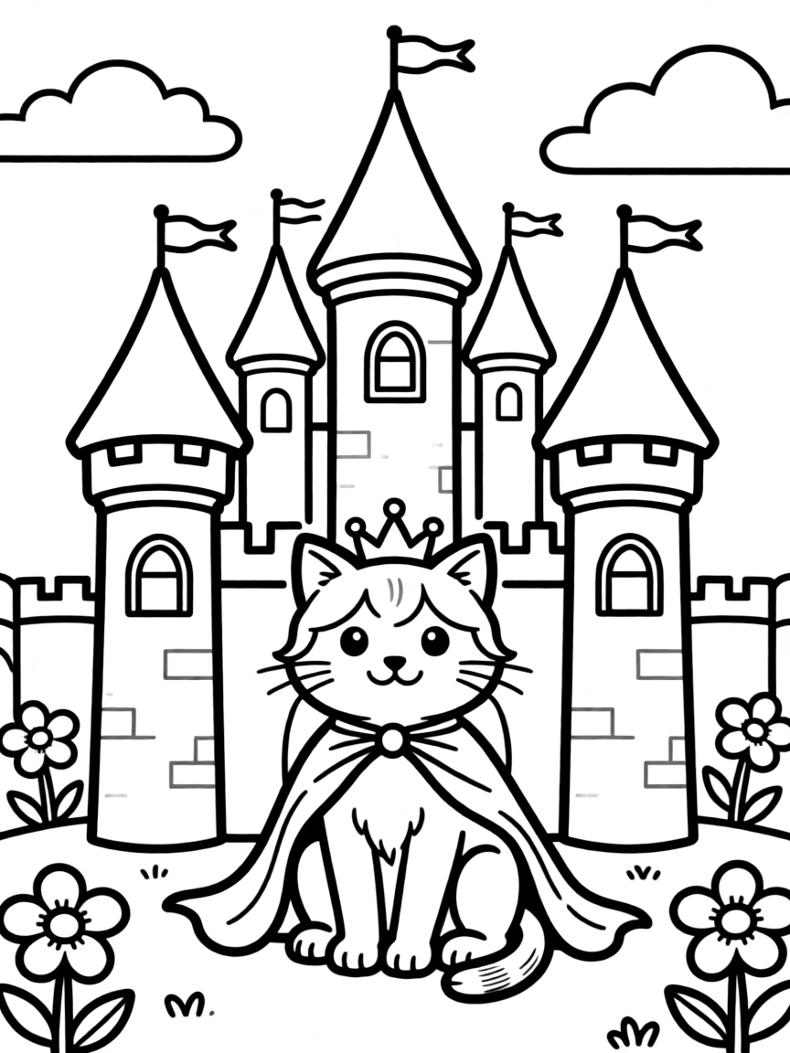 A cat in a fairy tale castle