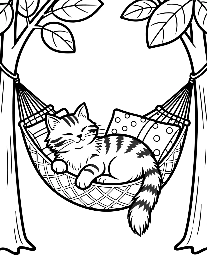 A cat in a hammock
