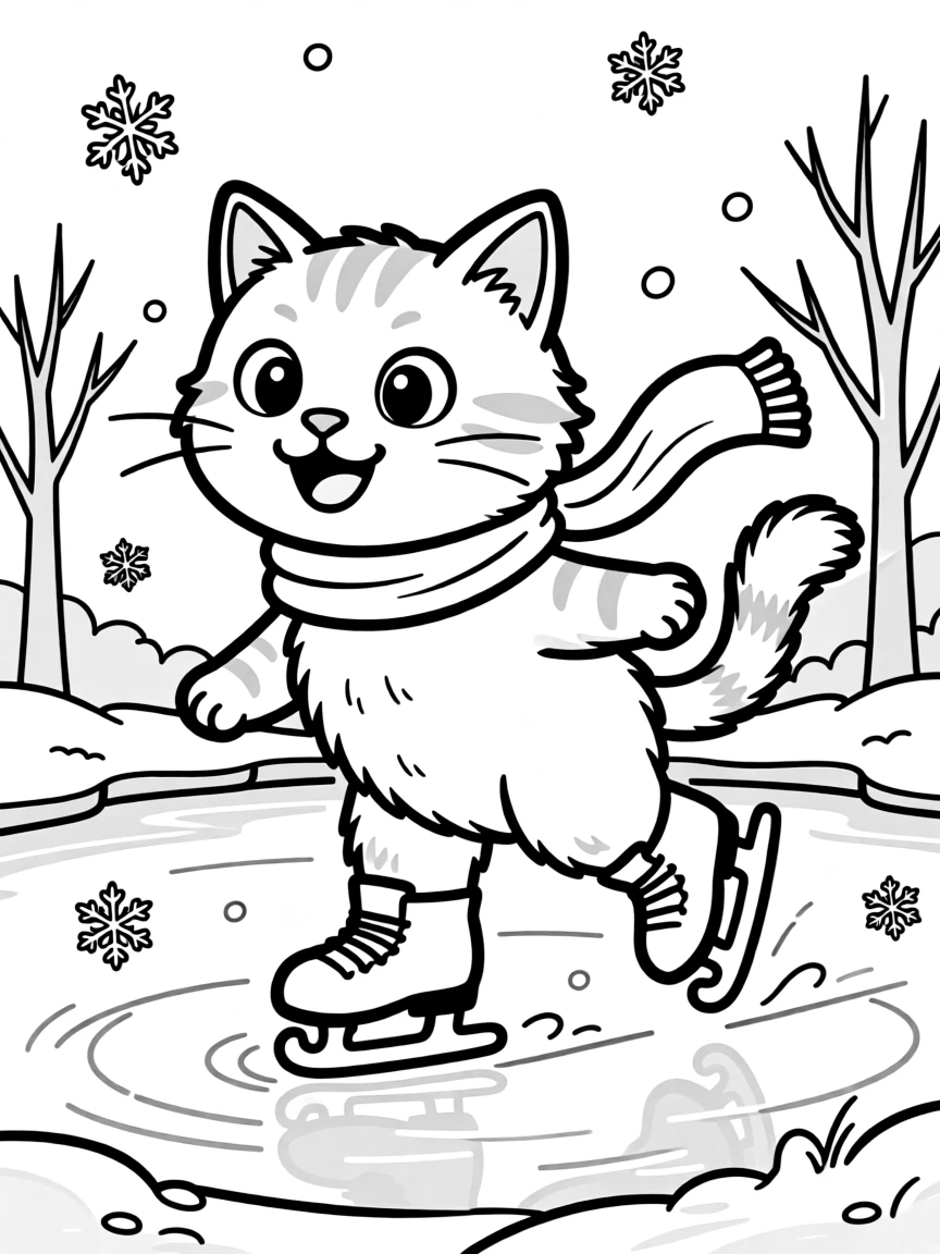 A cat ice skating