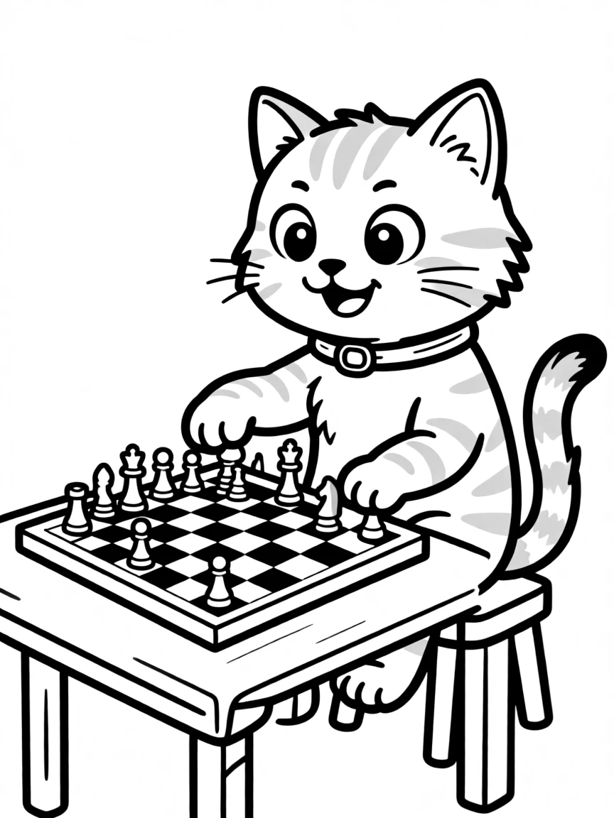 A cat playing chess