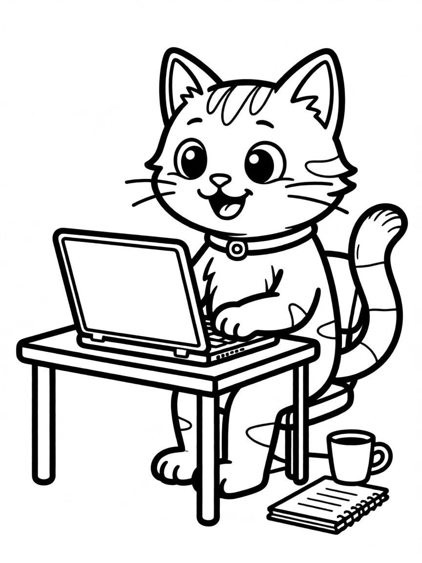 A cat using a laptop computer