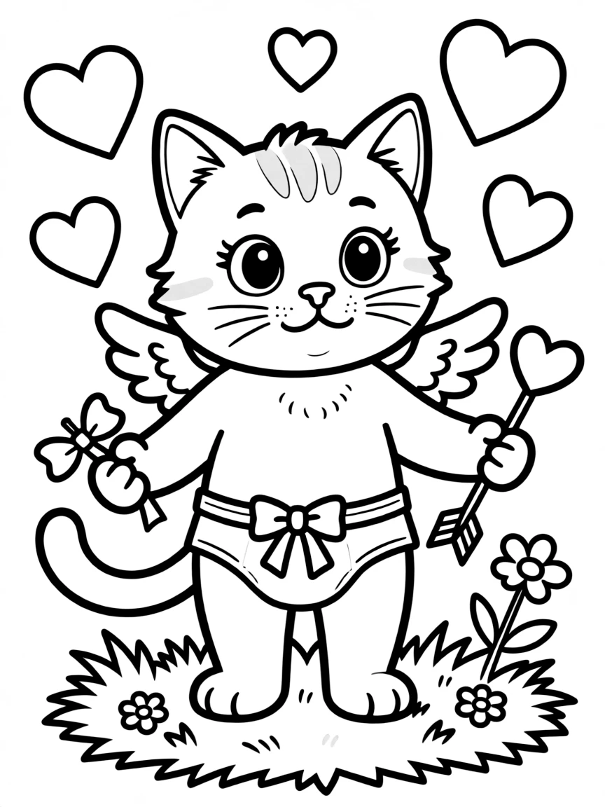 A cat dressed as cupid for Valentine's Day