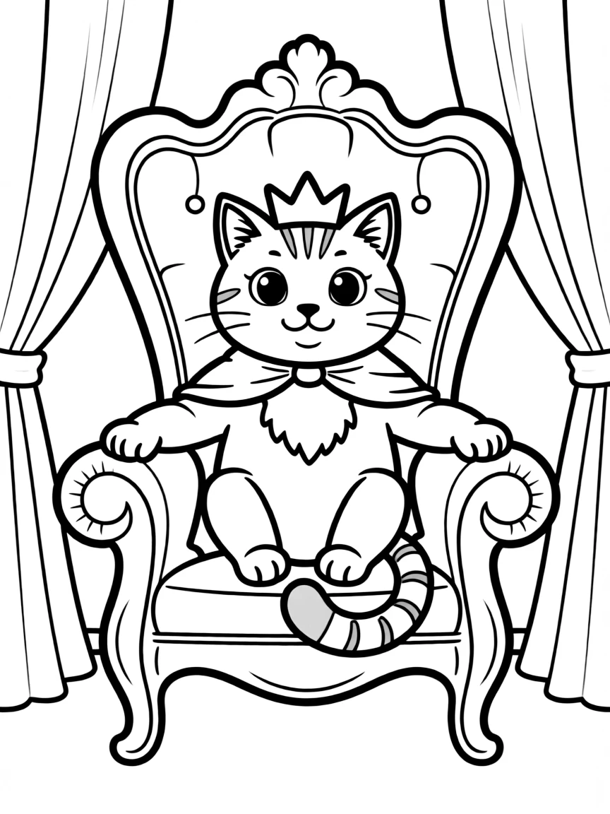 A cat in a royal throne
