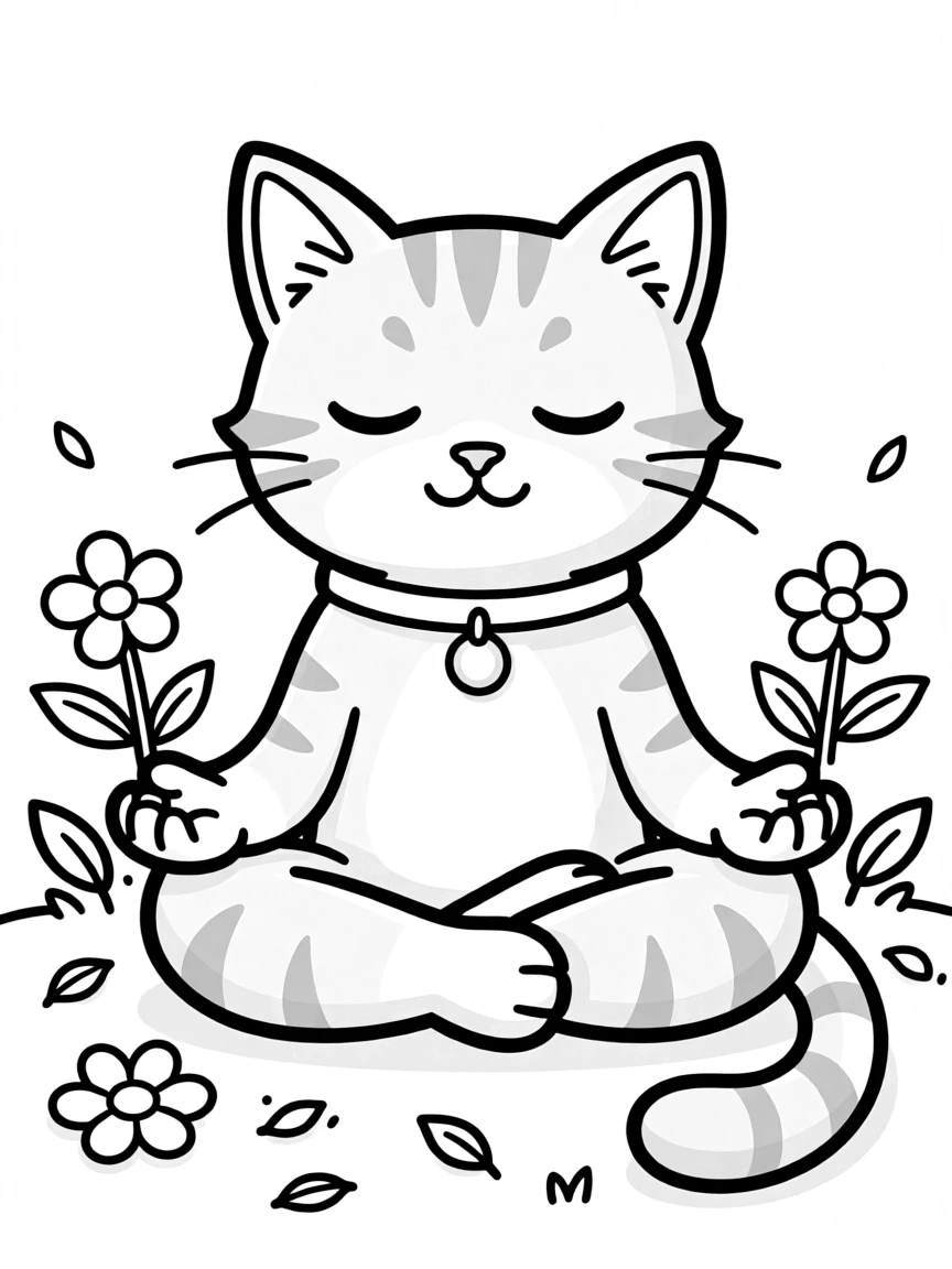 A cat in a meditation pose