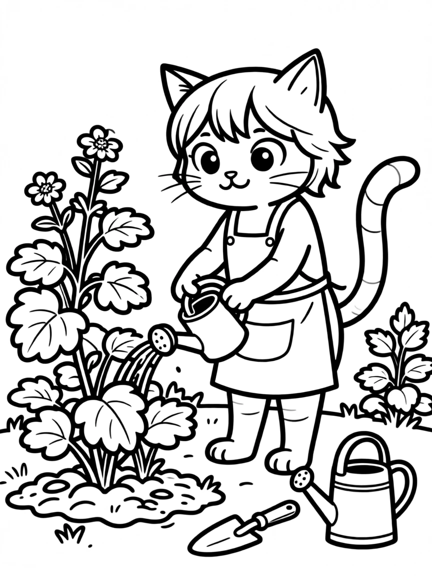 A cat growing a garden of catnip