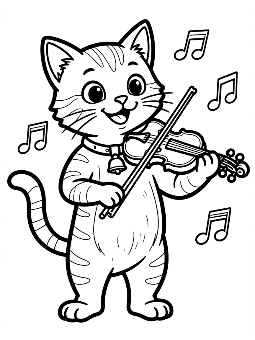 A cat playing the violin