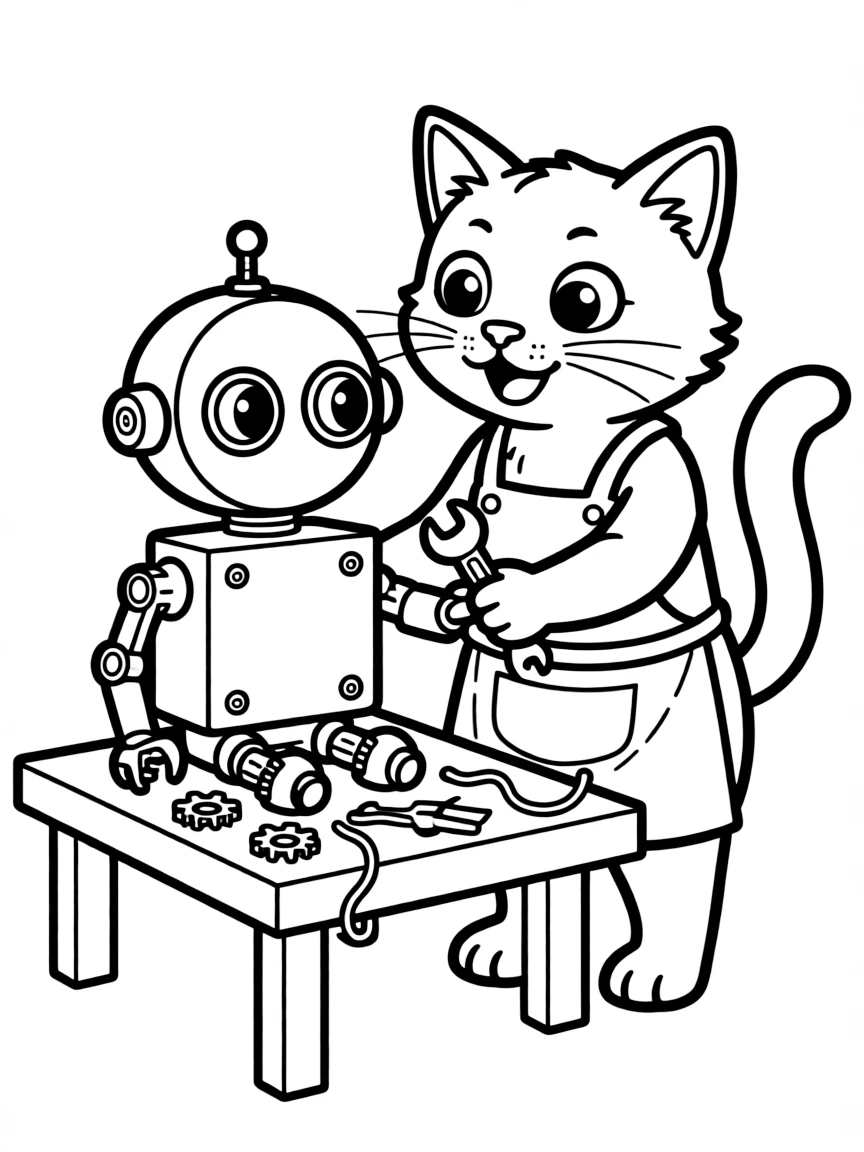 A cat building a robot
