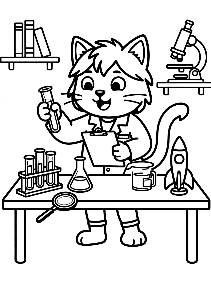 A cat setting up a science experiment