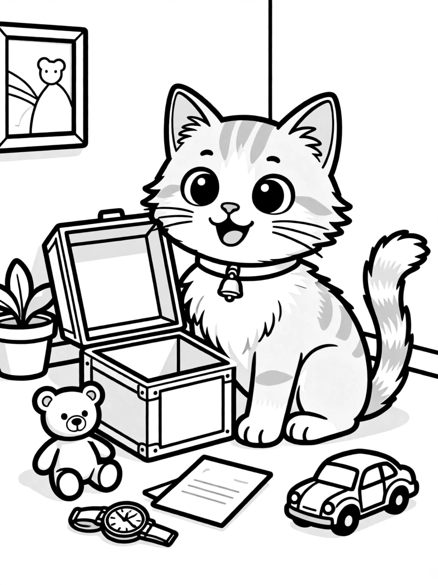 A cat making a time capsule