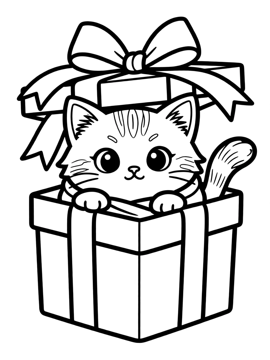 A cat wrapped up like a birthday present
