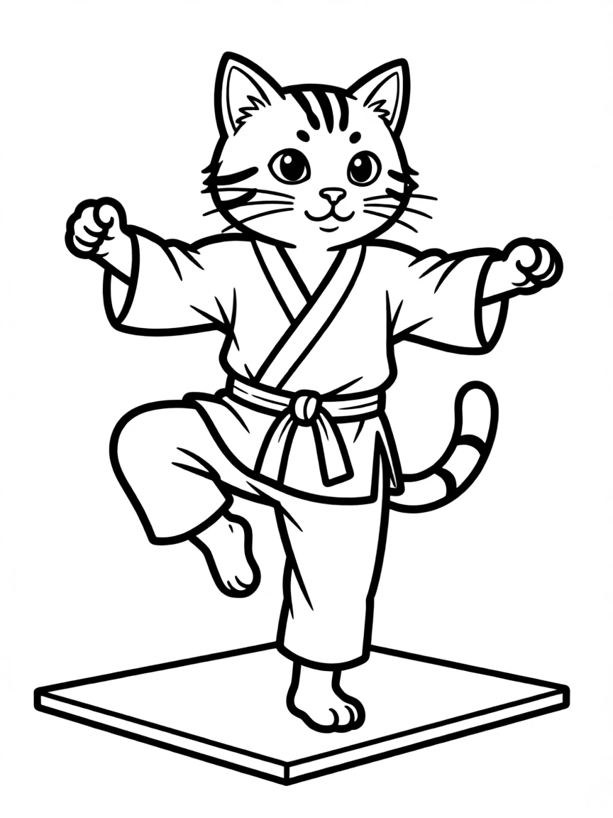 A cat practicing martial arts