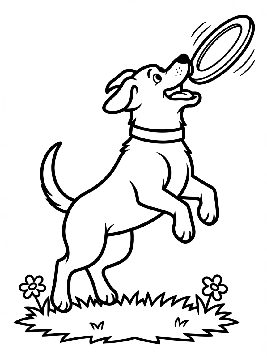 A dog catching a frisbee in mid-air