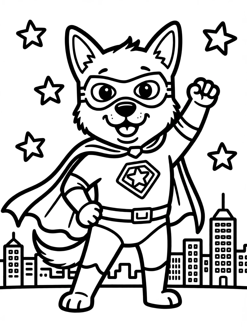 A dog dressed as a superhero