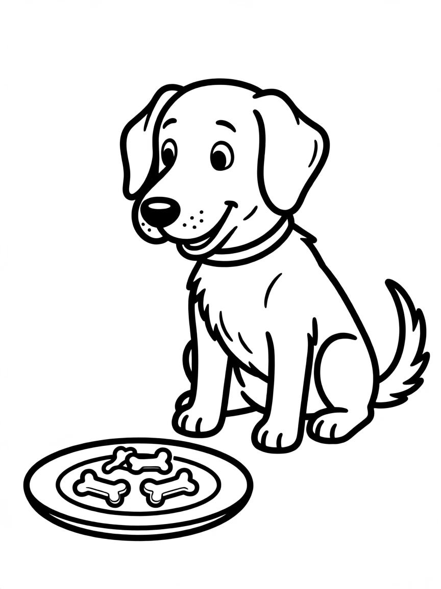 A dog looking longingly at a plate of food