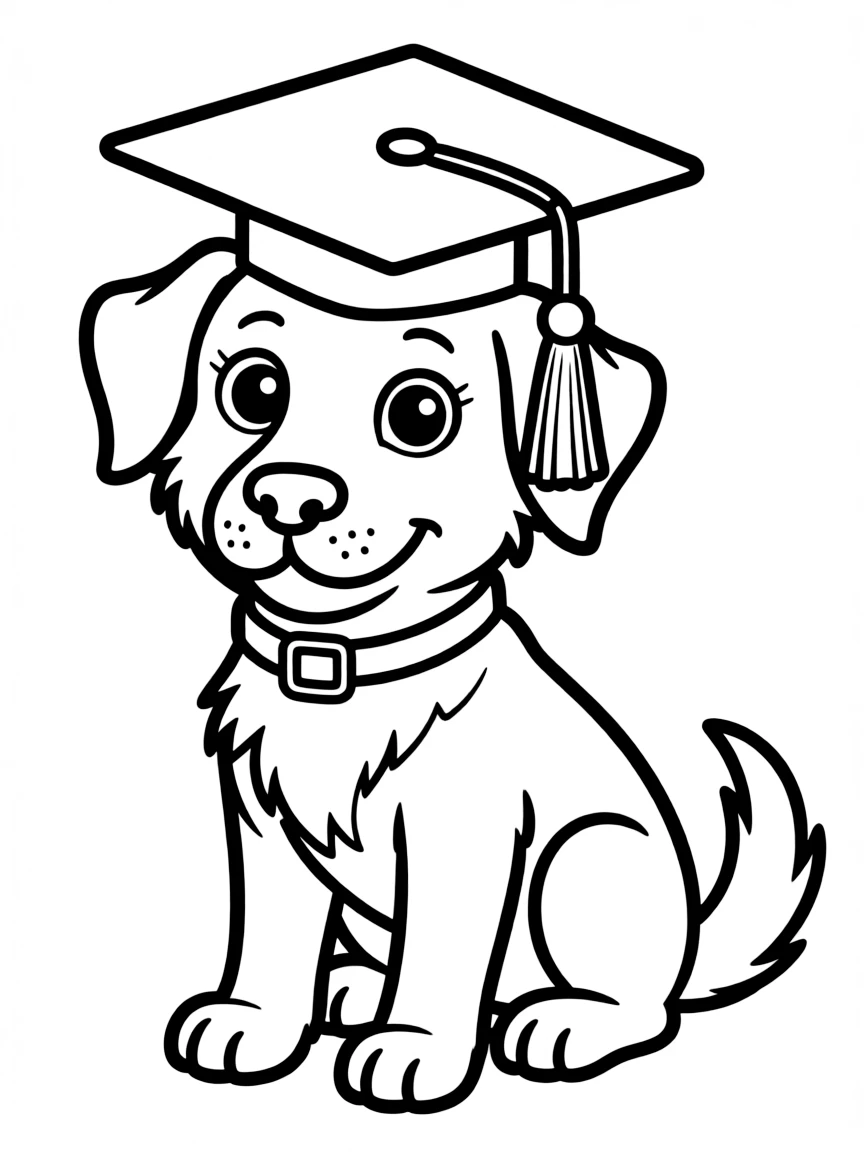 A dog wearing a graduation cap