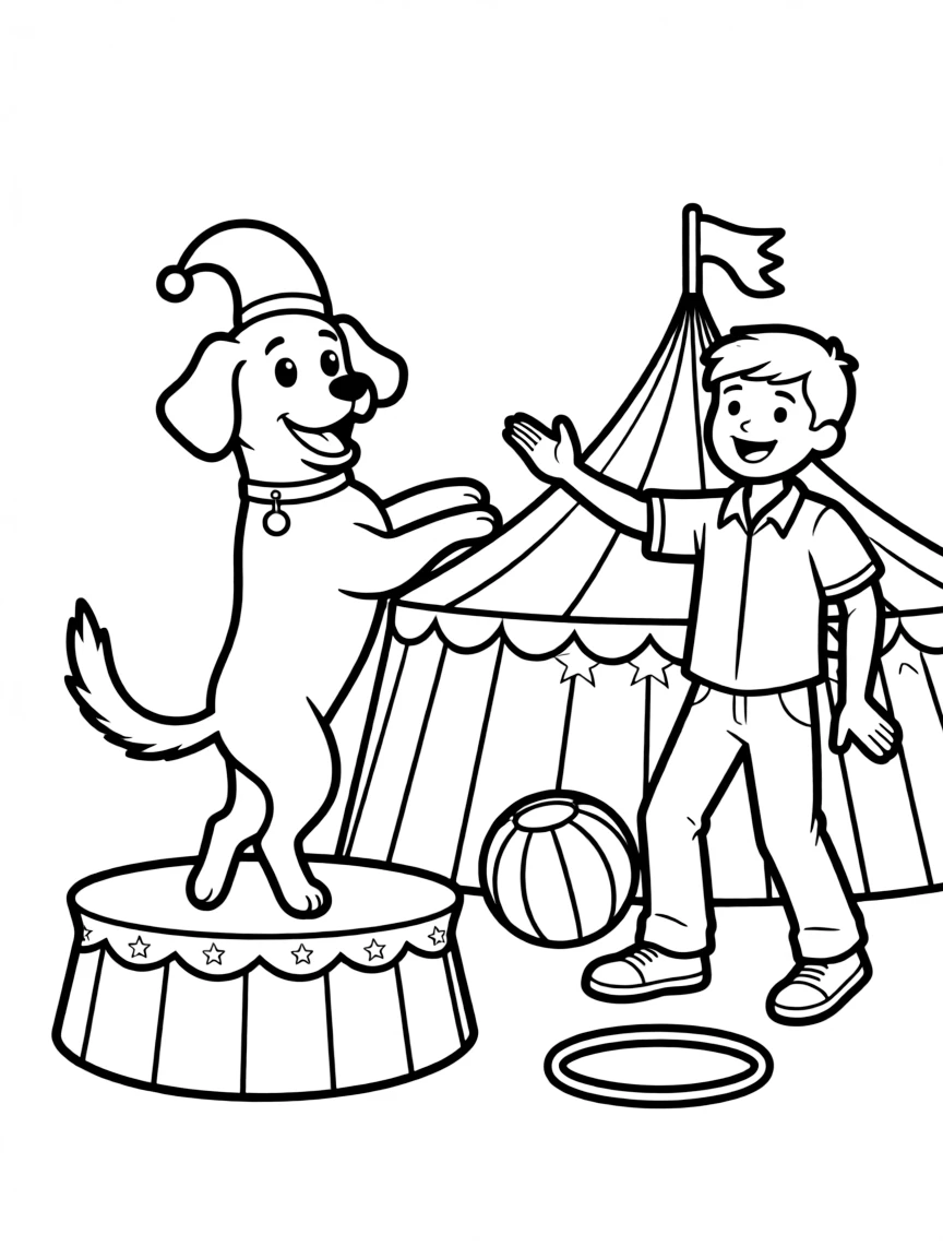 A dog performing tricks at a circus