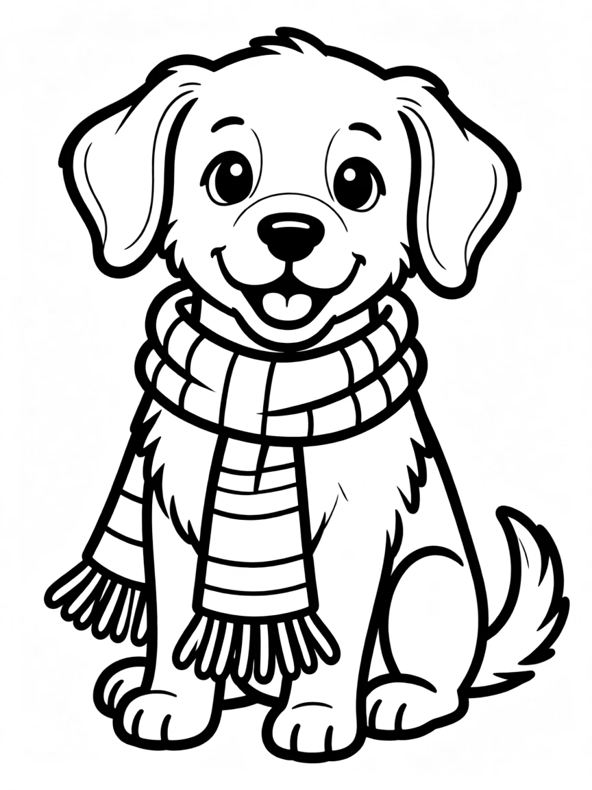 A dog wrapped in a cozy scarf