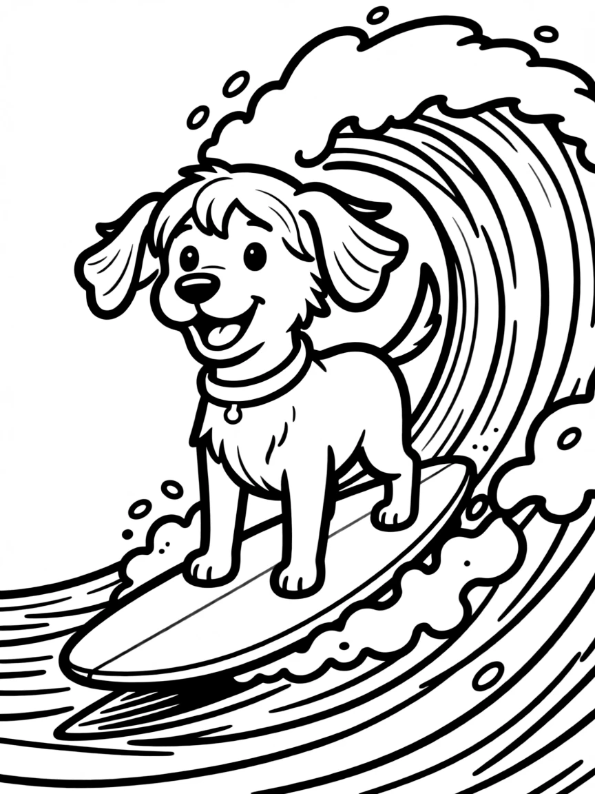 A dog surfing on a wave