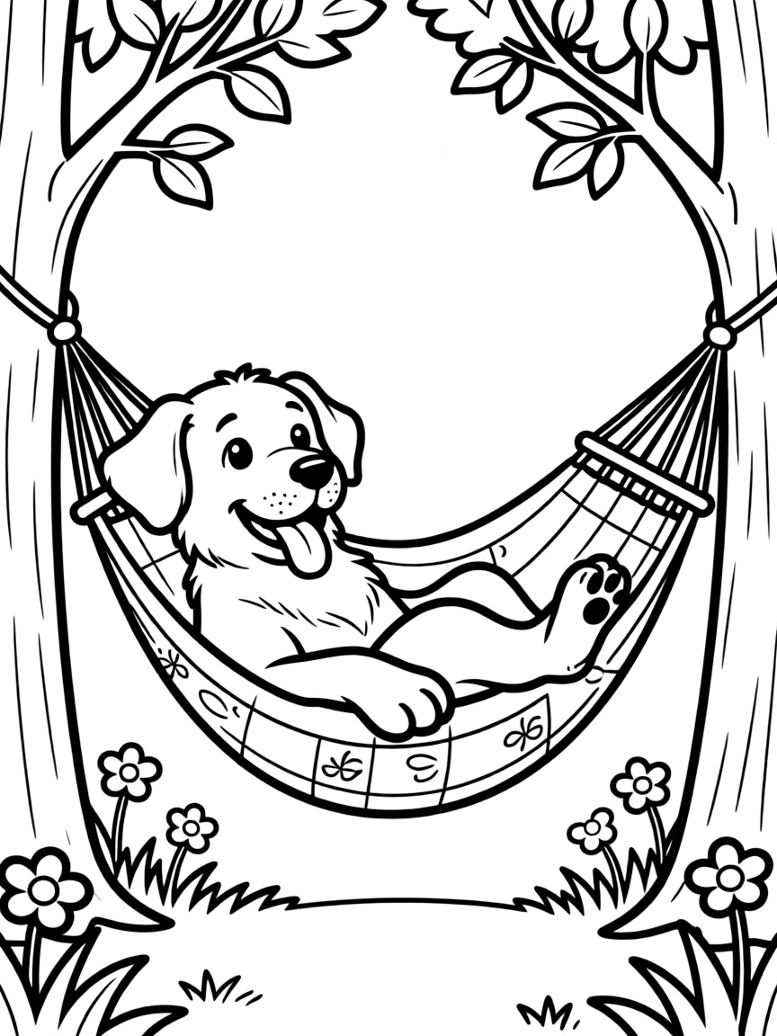 A dog in a hammock