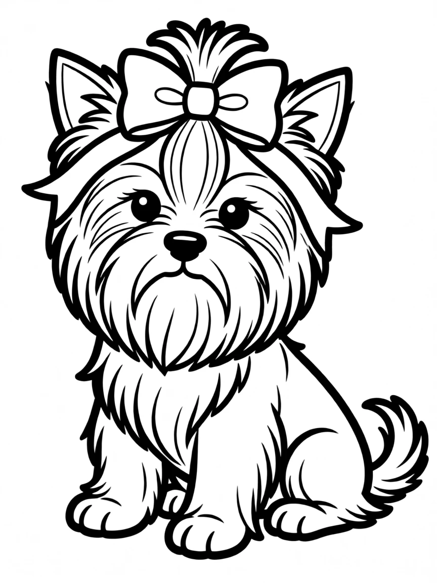A Yorkshire Terrier with a fancy bow
