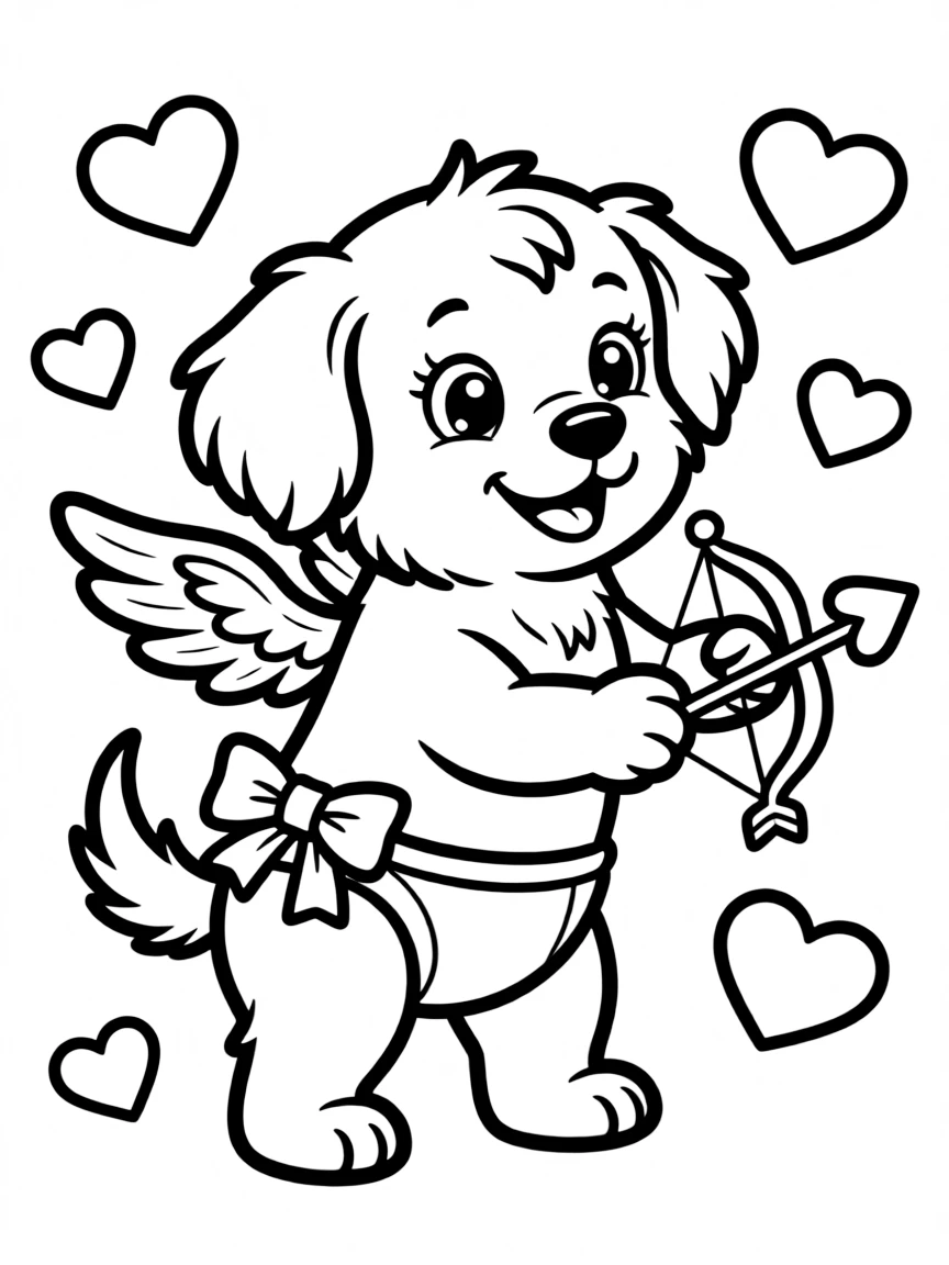 A dog dressed as cupid for Valentine's Day