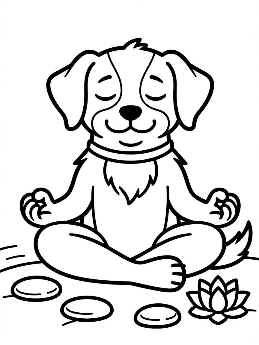 A dog in a meditation pose