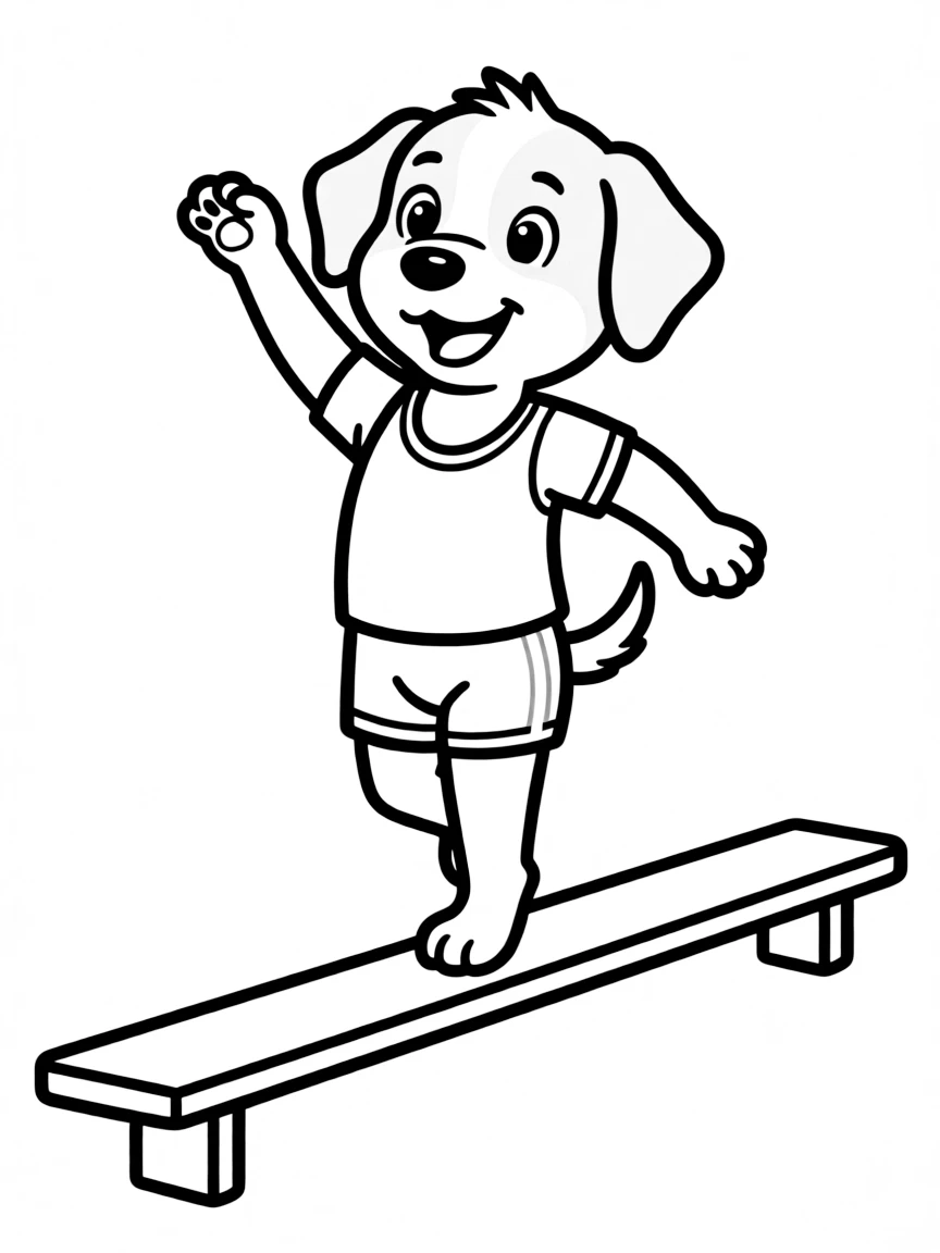 A dog doing gymnastics on a balance beam
