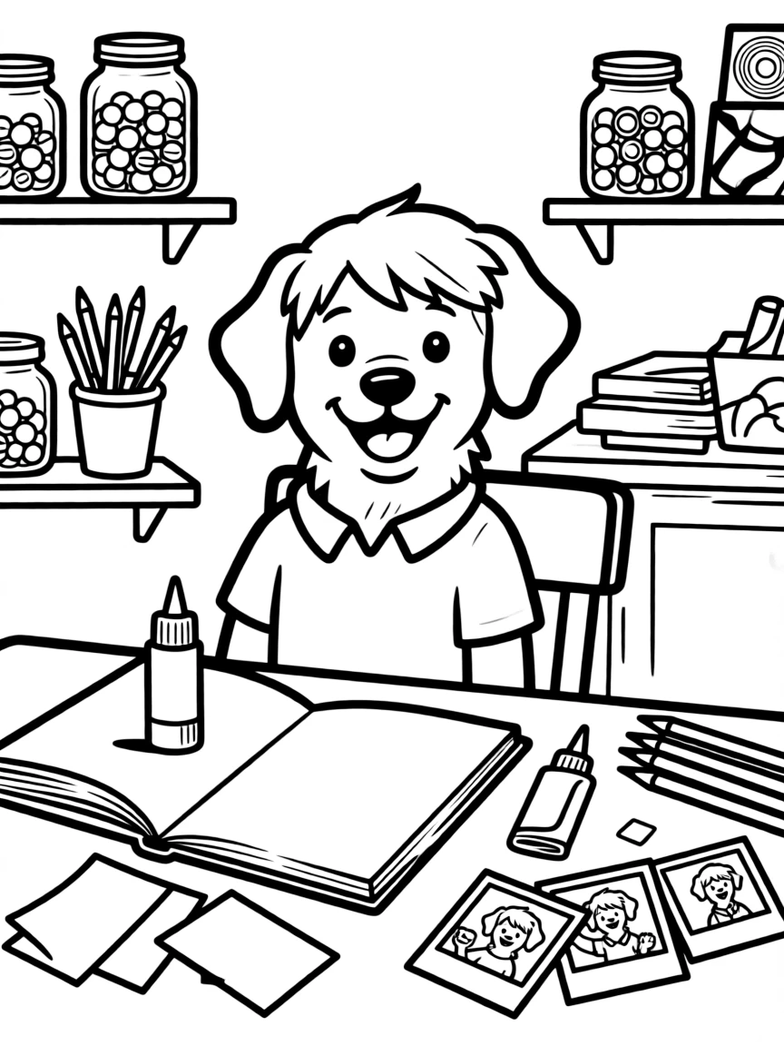 A dog creating a scrapbook of memories