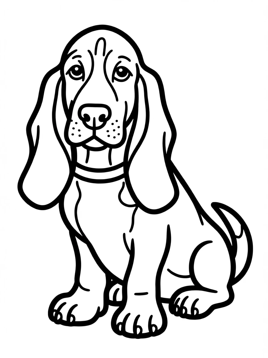 A Basset Hound with its long droopy ears