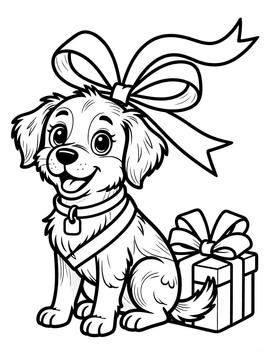 A dog wrapped up like a birthday present
