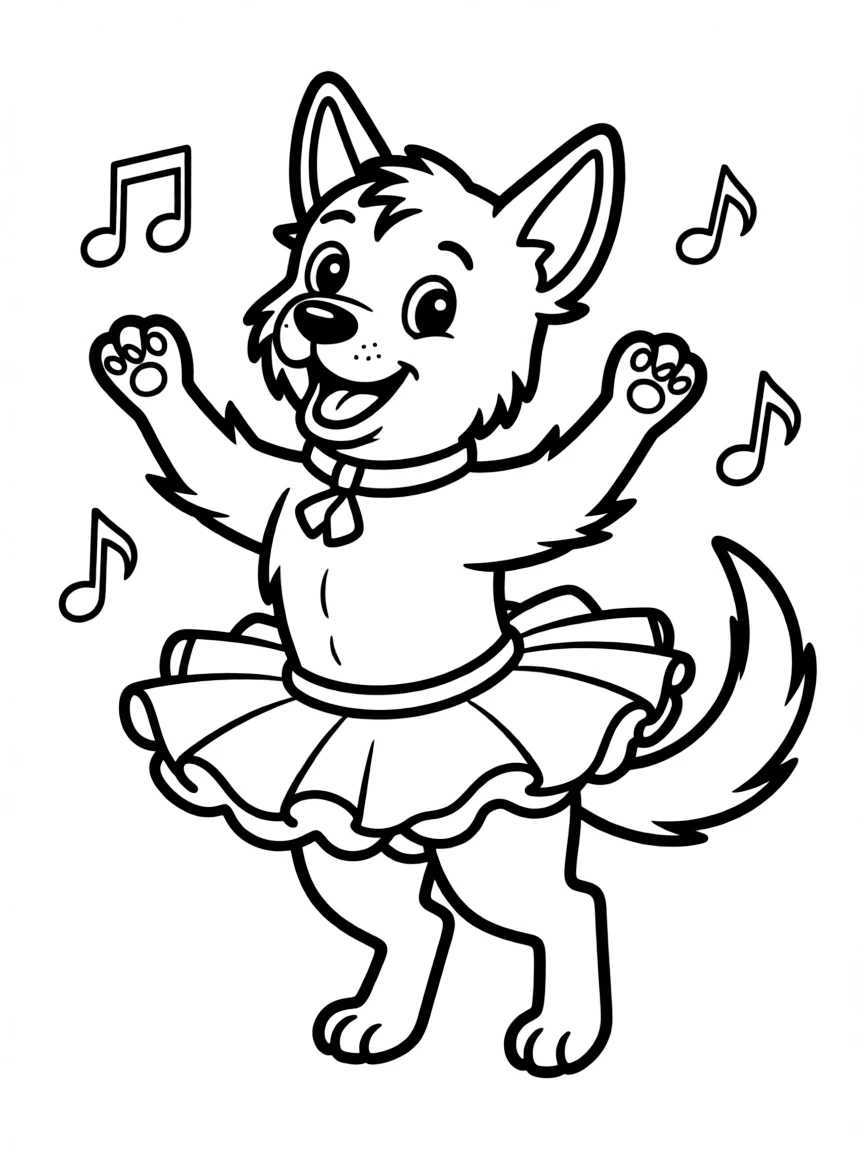 A dog dancing in a tutu