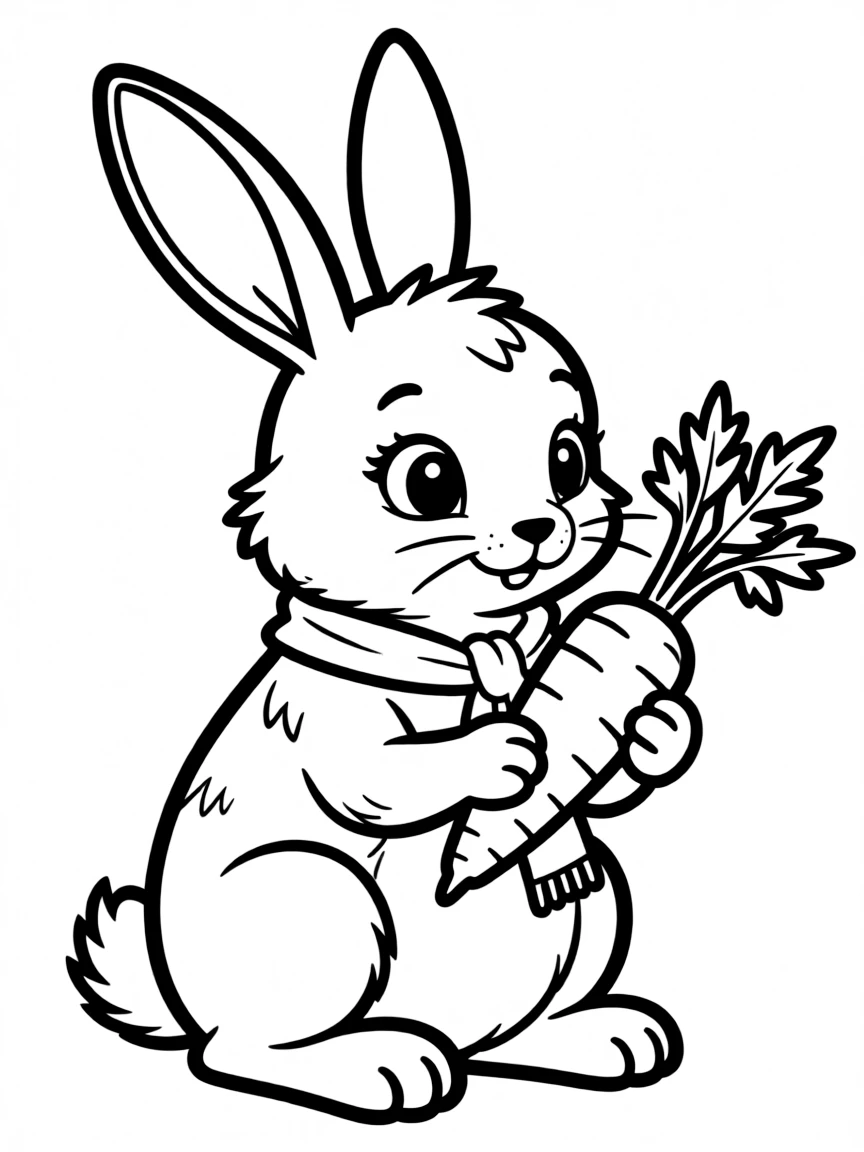 A rabbit nibbling on a carrot