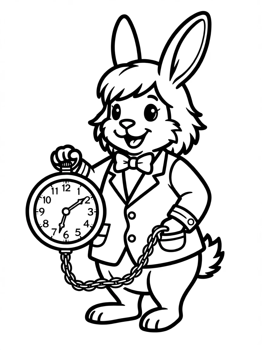 A rabbit holding a pocket watch, like from Alice in Wonderland