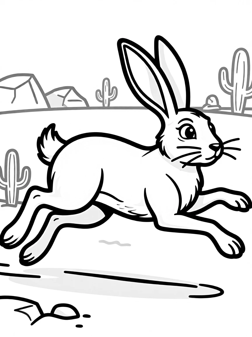 A jackrabbit running at full speed