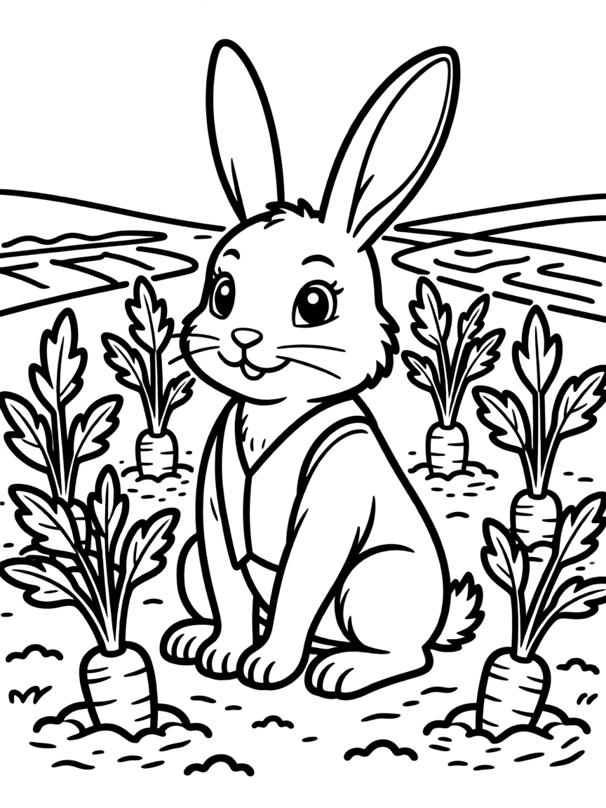 A rabbit with a carrot garden