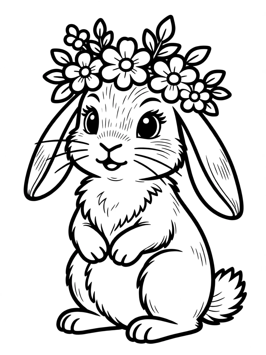 A rabbit in a flower crown
