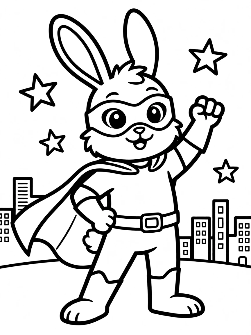 A rabbit dressed as a superhero