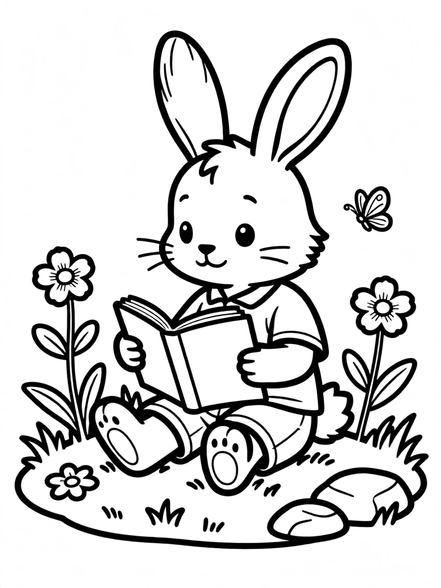 A rabbit reading a book