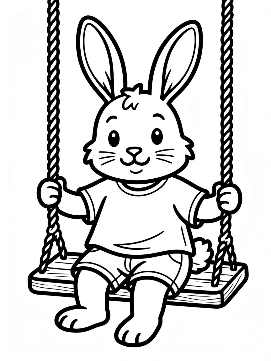 A rabbit on a swing