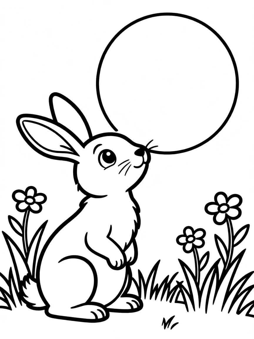 A rabbit looking at the moon