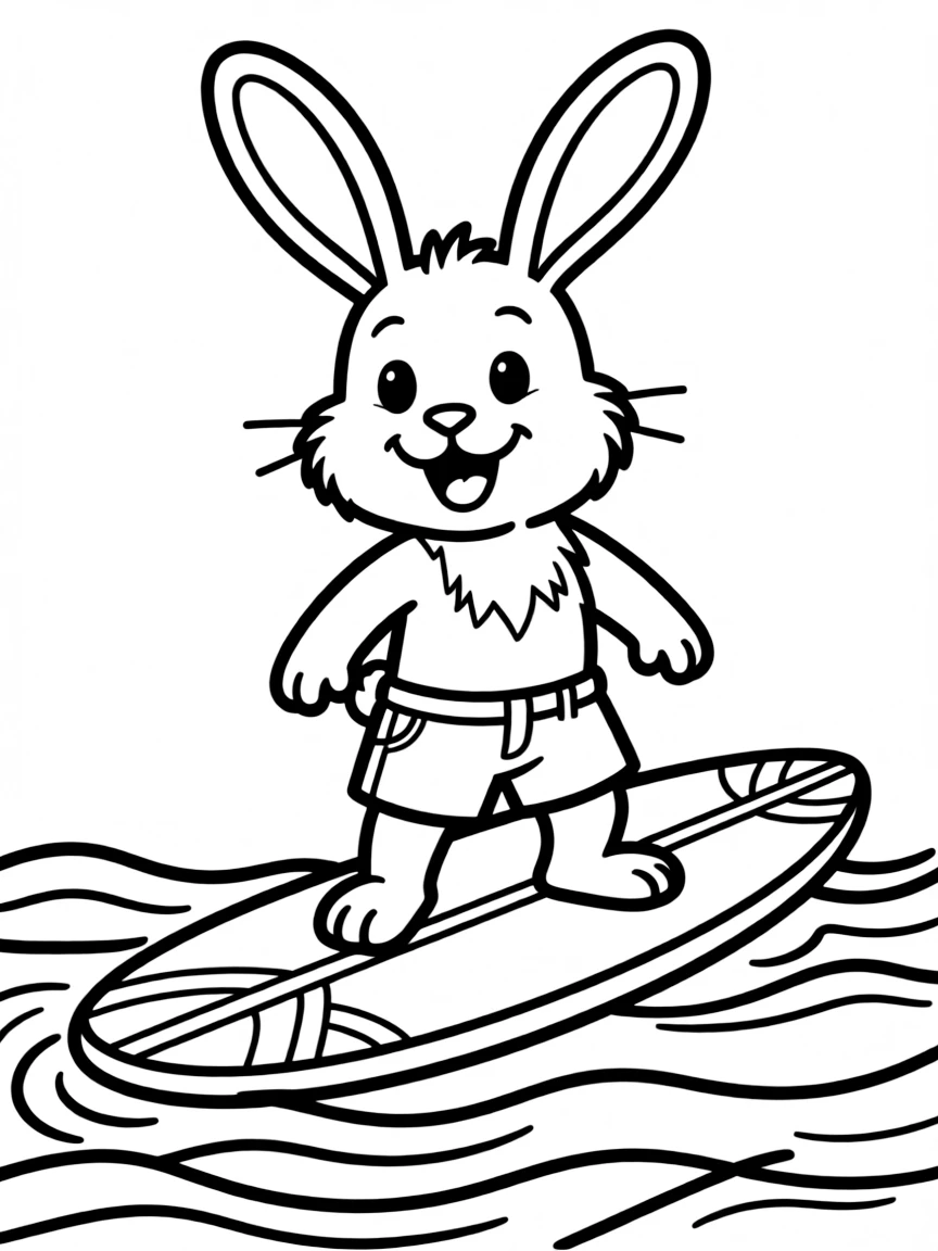 A rabbit on a surfboard